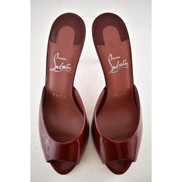 Christian Louboutin Me Dolly 85 Brownie Red Backless Sandal Mule Heel Pump 40 - Picture 9 of 13